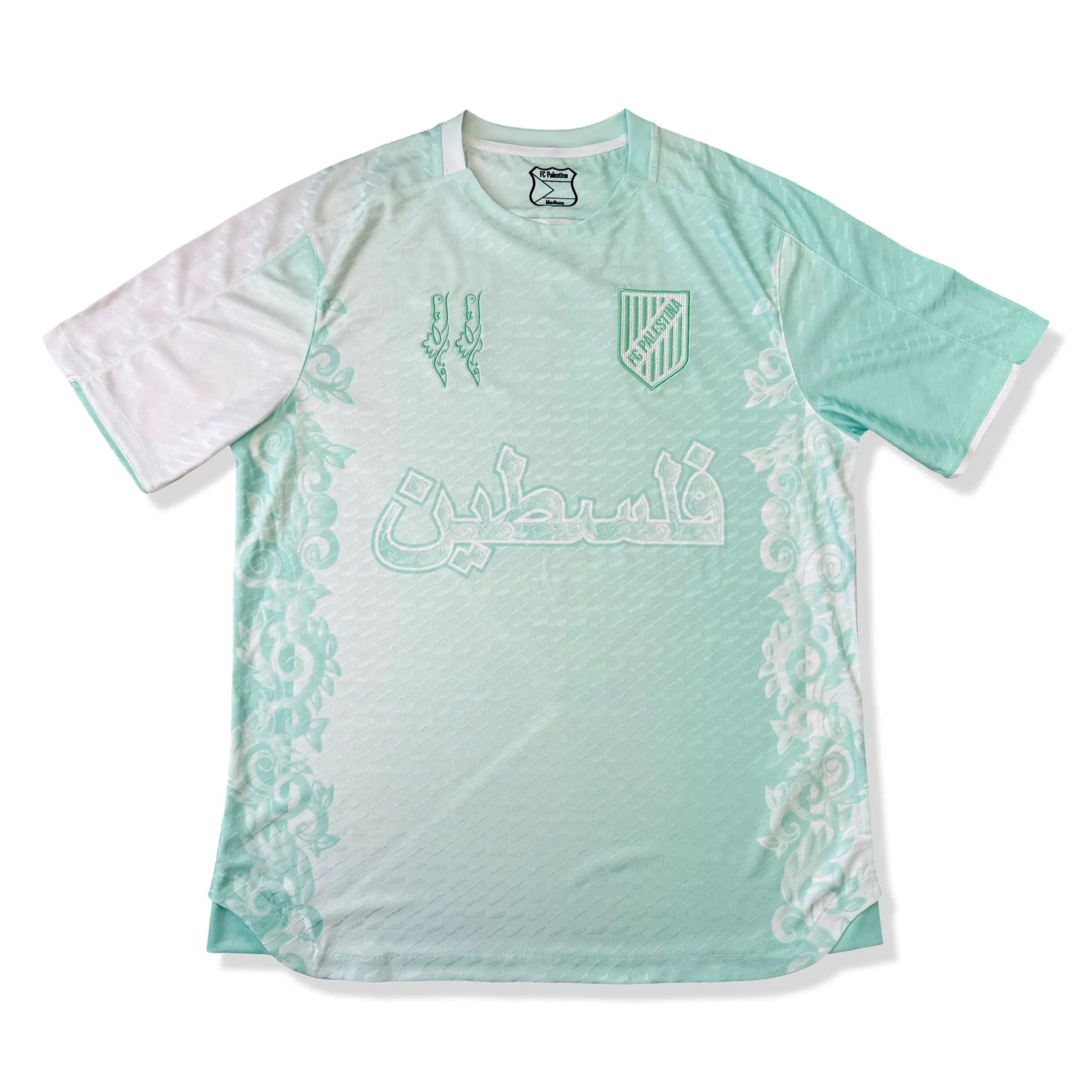 Front View of FC Palestina x Farrah Azam Mint Mist T-Shirt